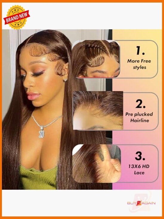 26 Inch Straight Human Hair Wig 13x6 HD Lace Front Glueless Pre Plucked 180% main image 5